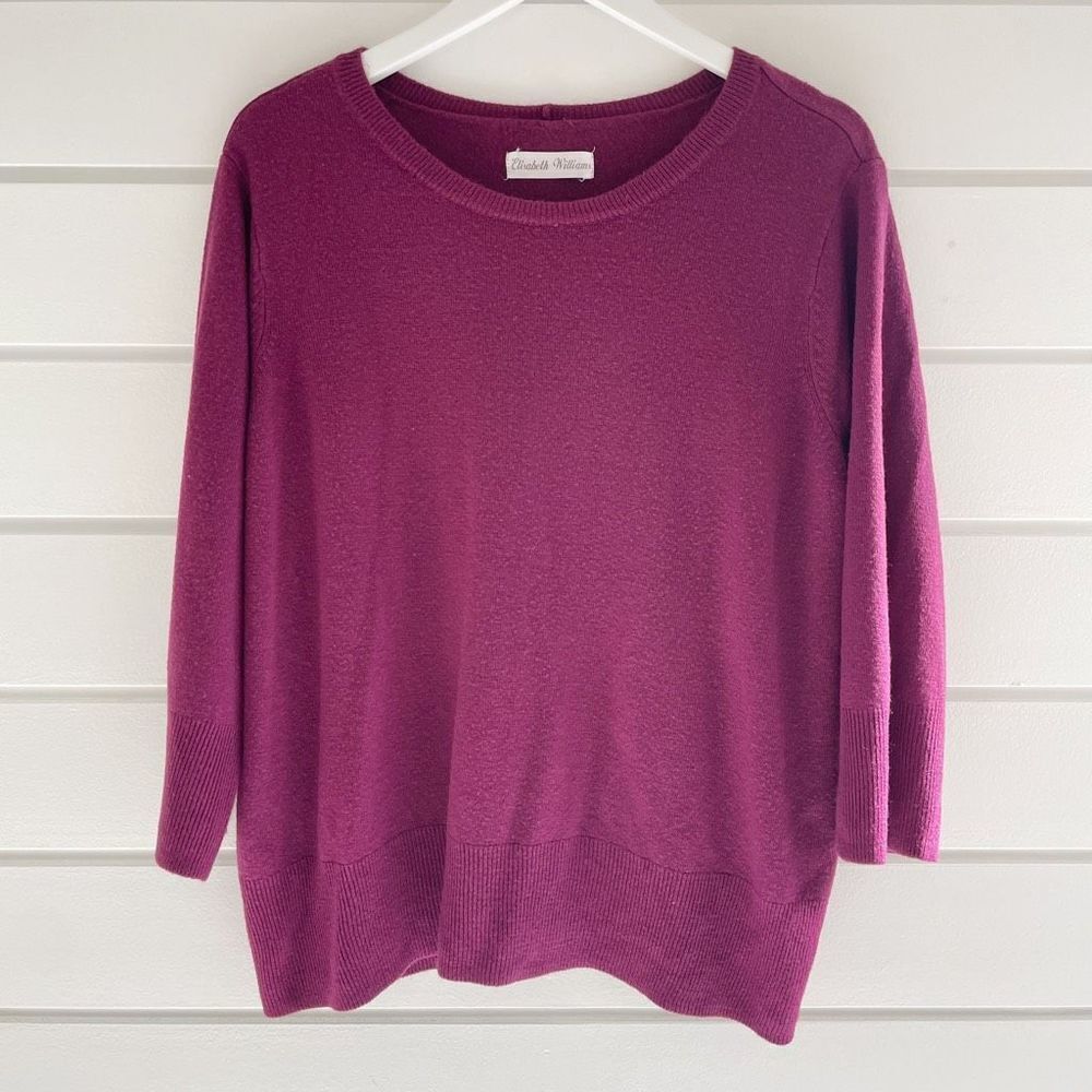 Elisabeth Williams 3/4 Length Sleeve Crew Neck Sweater Size 2X